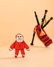 Load image into Gallery viewer, Nicola Sturgeon cat toy with bag pipes