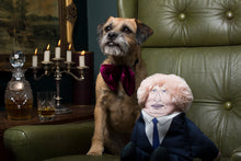 Load image into Gallery viewer, Boris Johnson dog toy sat in gentleman&#39;s club with dog
