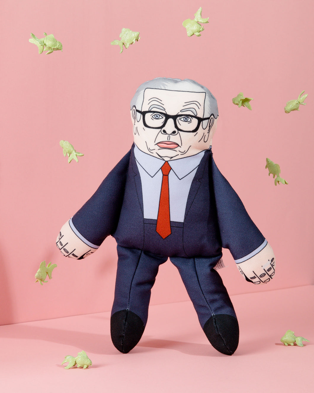 Michael Gove dog toy surrounded by fish