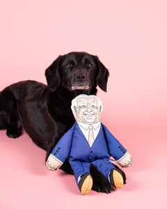 Joe Biden dog toy with black dog