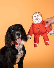 Load image into Gallery viewer, Nicola Sturgeon dog toy and black dog
